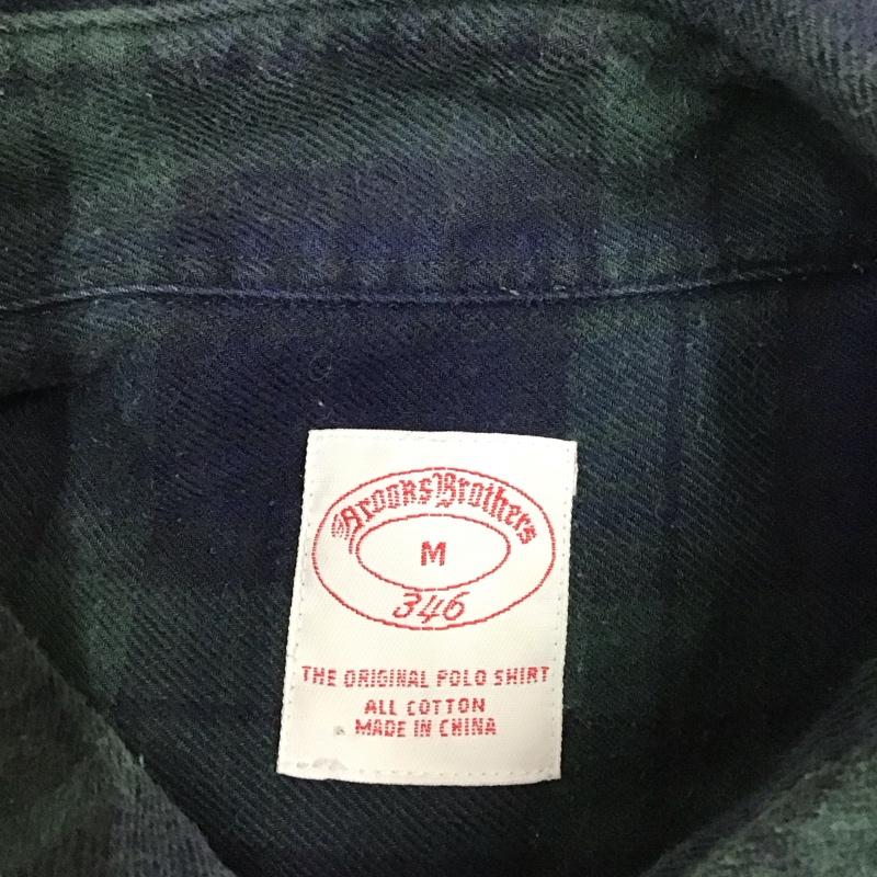 ブルックスブラザーズ BROOKS BROTHERS シャツ、ブラウス 長袖 ボタンダウン コットン M チェック 紺 / ネイビー / X カーキ / カーキ /  メンズ USED 古着 中古 10118384
