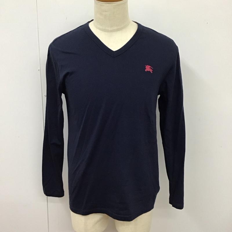 バーバリーブラックレーベル BURBERRY BLACK LABEL カットソー 長袖 長袖カットソー Vネックカットソー ロングスリーブカットソー プリントTシャツ 3 ロゴ、文字 紺 / ネイビー /  メンズ USED 古着 中古 10113916