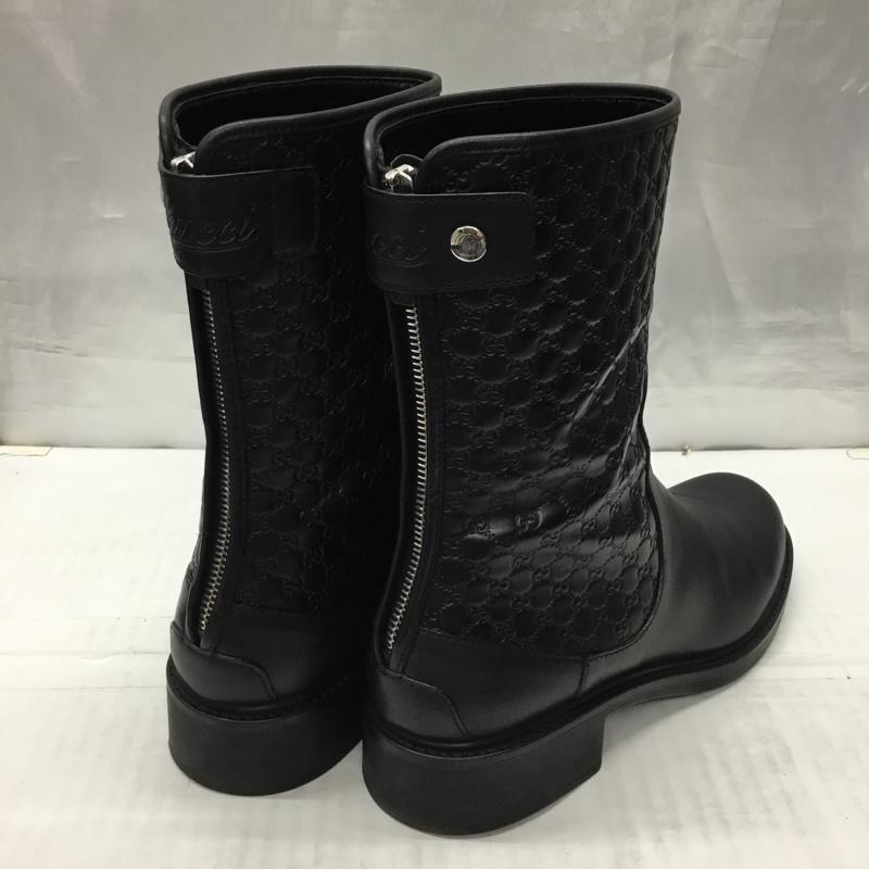 グッチ GUCCI ブーツ ショートブーツ 494517 マイクログッチシマ 37.5 箱有  黒 / ブラック /  レディース USED 古着 中古 10117008