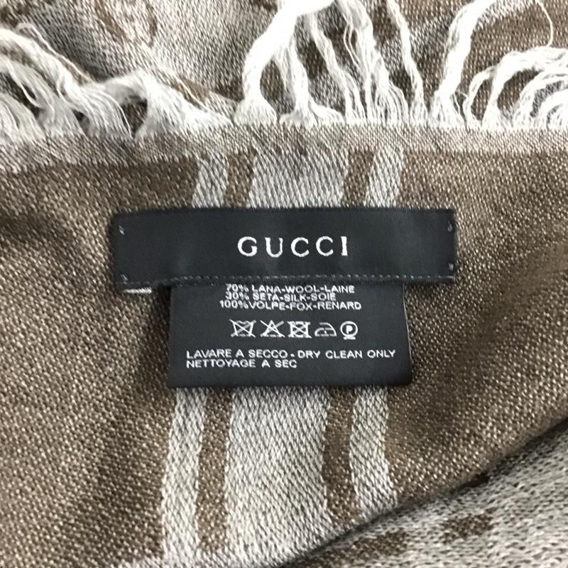 グッチ GUCCI ストール ストール一般 フォックスファーストール ロゴ、文字 灰 / グレー / X 茶 / ブラウン /  レディース USED 古着 中古 10132548