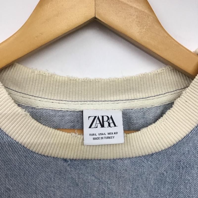 ザラ ZARA カットソー 長袖 長袖カットソー 無地カットソー クルーネック L 無地 インディゴ / インディゴ /  メンズ USED 古着 中古 10144611