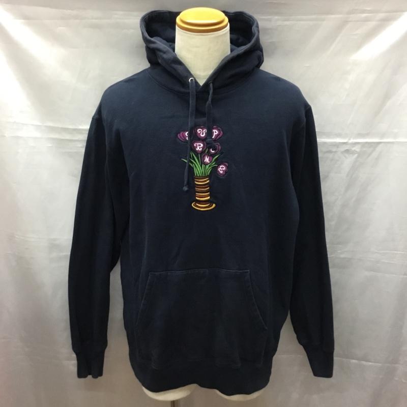 シュプリーム Supreme パーカー 長袖 Flowers Hooded Sweatshirt L 無地 紺 / ネイビー /  メンズ USED 古着 中古 10113437