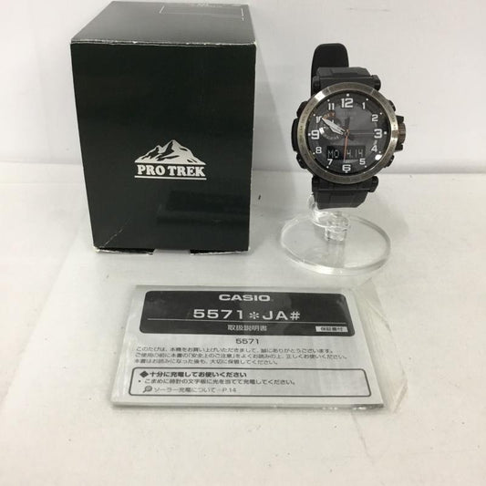 プロトレック PRO TREK 腕時計 アナログ（クォーツ式） PRW-6600YB ソーラー 箱有 ロゴ、文字 黒 / ブラック /  メンズ USED 古着 中古 10129097