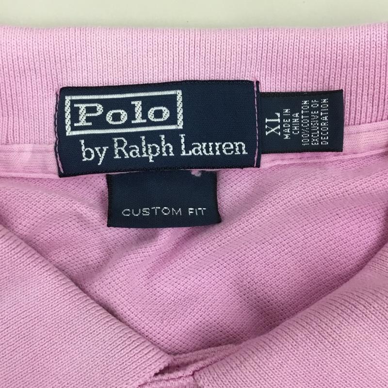 ポロバイラルフローレン Polo by RALPH LAUREN ポロシャツ 半袖 半袖ポロシャツ カラーシャツ 半袖カットソー XL ロゴ、文字 桃 / ピンク /  メンズ USED 古着 中古 10109284