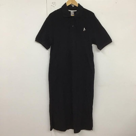 チャムス CHUMS ワンピース ロングスカート 半袖ポロシャツワンピース ロングワンピース ストレッチ L ロゴ、文字 黒 / ブラック /  レディース USED 古着 中古 10128934