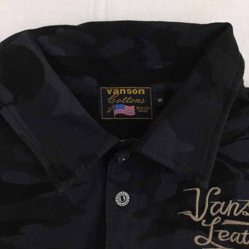 ヴァンソン VANSON ポロシャツ 半袖 武装戦線 M スカル 黒 / ブラック /  メンズ USED 古着 中古 10145809