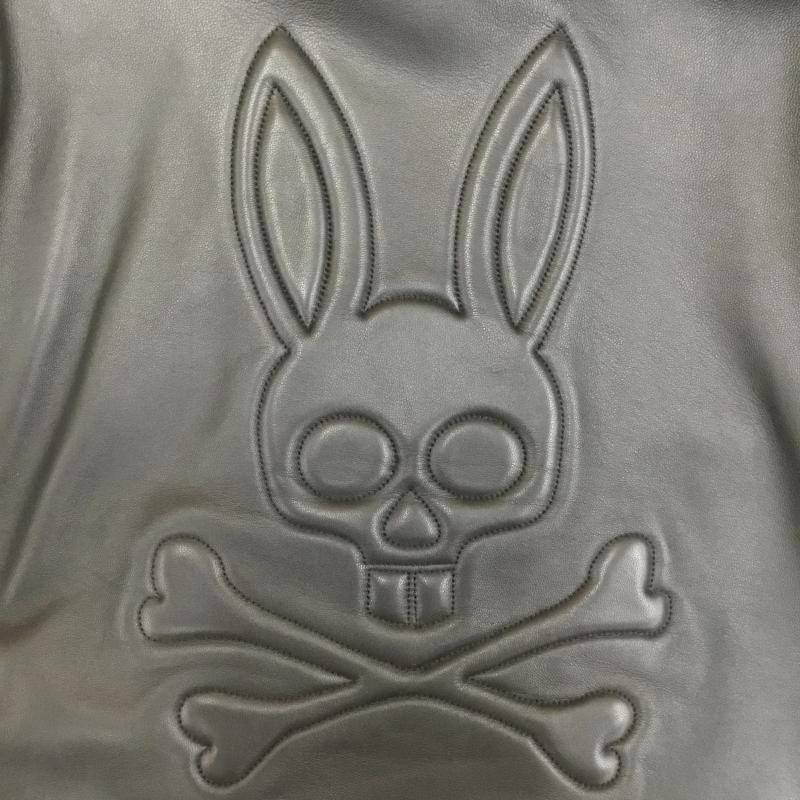 サイコバニー Psycho Bunny ジャケット、上着 レザージャケット エンボスロゴ フーデッド レザー ブルゾン 羊革 L ロゴ、文字 黒 / ブラック /  メンズ USED 古着 中古 10107277