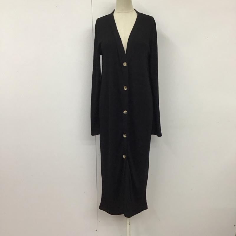 ザラ ZARA カーディガン 長袖 0264 603 800 ロング丈 Vネック L 無地 黒 / ブラック /  レディース USED 古着 中古 10120036