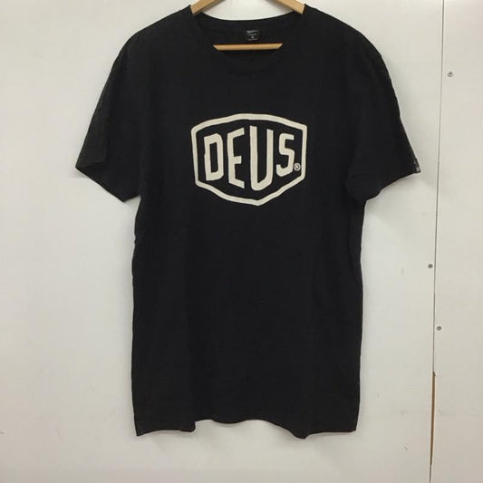 デウスエクスマキナ DEUS EX MACHINA Tシャツ 半袖 半袖カットソー プリントTシャツ クルーネックカットソー L ロゴ、文字 黒 / ブラック /  メンズ USED 古着 中古 10135912