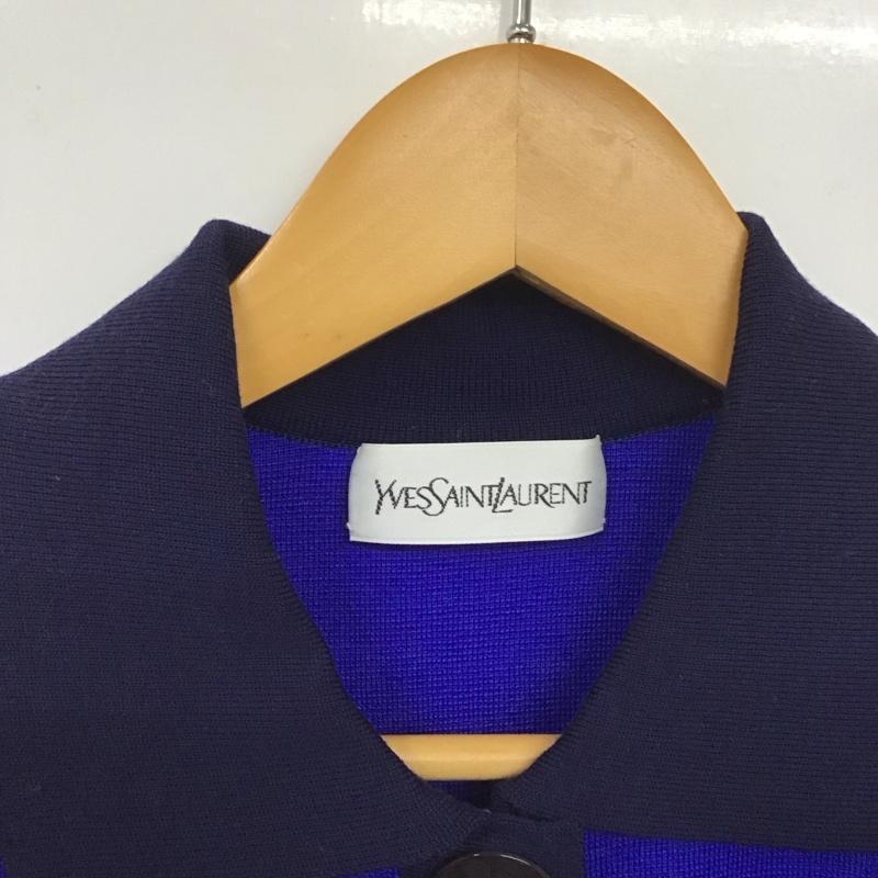 イヴサンローラン Yves Saint Laurent ニット、セーター 長袖 M 無地 青 / ブルー /  レディース USED 古着 中古 10131118