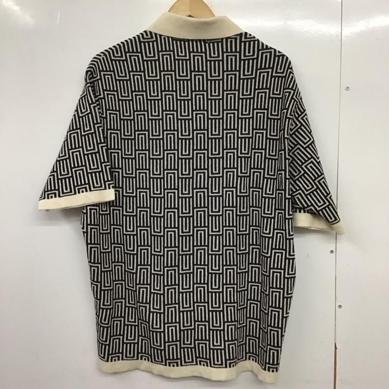 ザラ ZARA ポロシャツ 半袖 半袖ポロシャツ カラーシャツ 半袖カットソー M 総柄 黒 / ブラック / X アイボリー / アイボリー /  メンズ USED 古着 中古 10151088