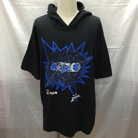 古着 USED パーカー 半袖 半袖パーカー スウェットカットソー 古着 90s orlandomagic nba L プリント 黒 / ブラック /  メンズ USED 古着 中古 10114161