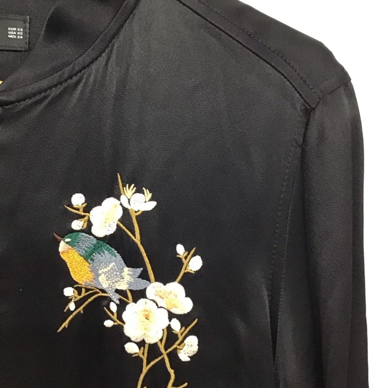 ザラウーマン ZARA WOMAN ジャケット、上着 ジャンパー、ブルゾン 刺繍 XS 刺繍 黒 / ブラック /  レディース USED 古着 中古 10150477
