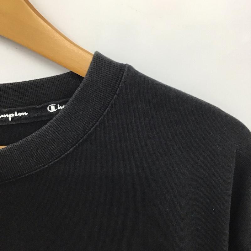 チャンピオン Champion カットソー 長袖 長袖カットソー プリントカットソー クルーネック XXL ロゴ、文字 黒 / ブラック /  メンズ USED 古着 中古 10132351