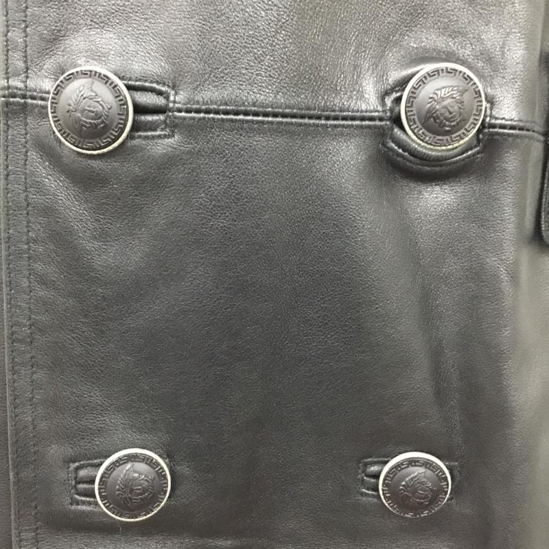 ジャンニヴェルサーチ GIANNI VERSACE ジャケット、上着 ジャケット、ブレザー ロングレザージャケット アウター カジュアルジャケット 無地 黒 / ブラック /  メンズ USED 古着 中古 10120779