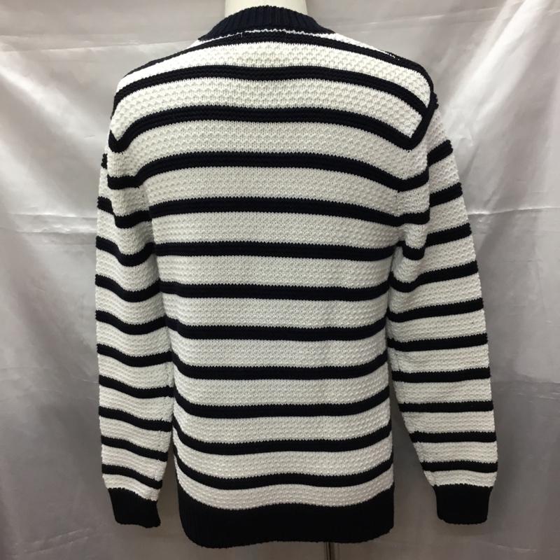 アダムエロペ ADAM ET ROPE  ニット、セーター 長袖 長袖ニットカットソー ニット セーター クルーネックニット M ボーダー柄 白 / ホワイト / X 紺 / ネイビー /  メンズ USED 古着 中古 10113357