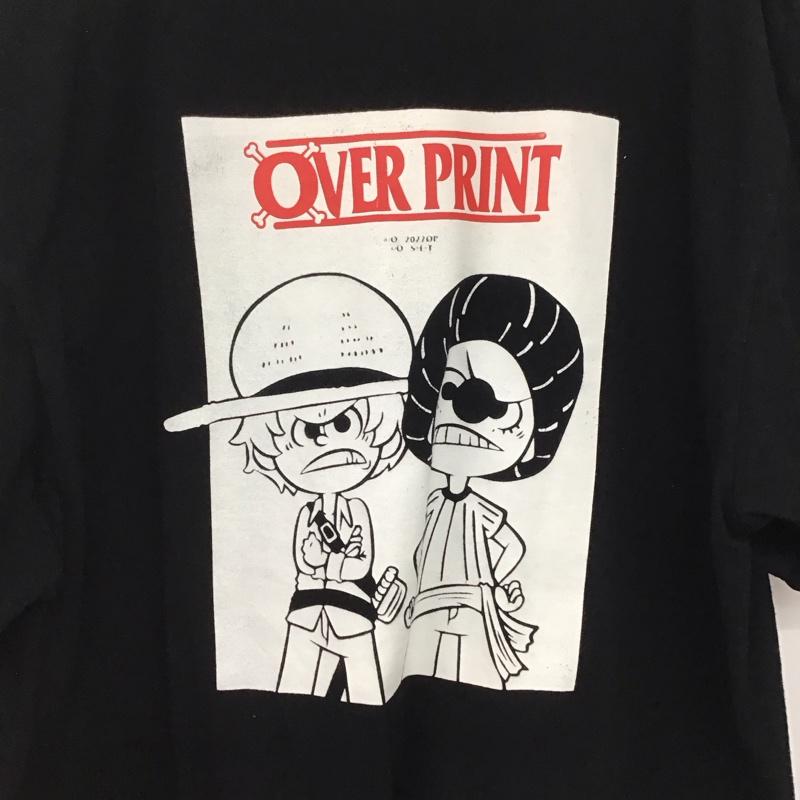 オーバープリント over print Tシャツ 半袖 半袖カットソー プリントTシャツ クルーネックカットソー XL ロゴ、文字 黒 / ブラック /  メンズ USED 古着 中古 10145725
