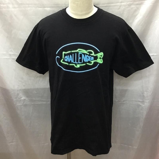 チャレンジャー CHALLENGER Tシャツ 半袖 半袖カットソー プリントTシャツ クルーネックカットソー L ロゴ、文字 黒 / ブラック /  メンズ USED 古着 中古 10112209