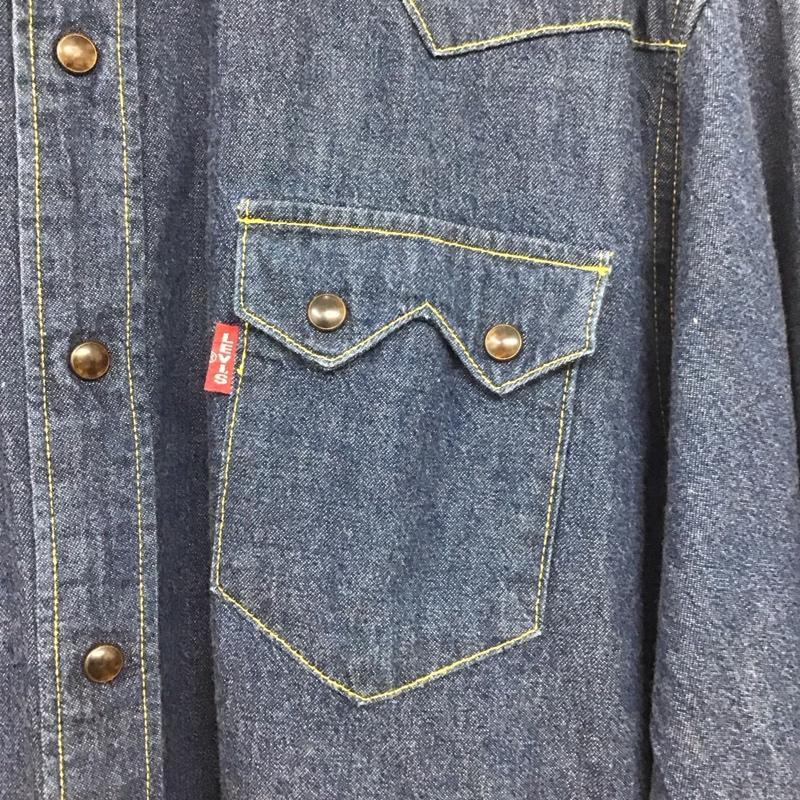 リーバイス Levi s シャツ、ブラウス 長袖 長袖シャツ 無地シャツ カラーシャツ デニムシャツ L ロゴ、文字 インディゴ / インディゴ /  メンズ USED 古着 中古 10140853