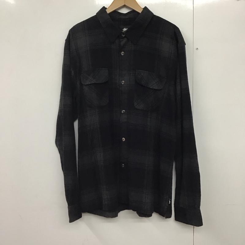 ステューシー STUSSY シャツ、ブラウス 長袖 長袖シャツ チェックシャツ カラーシャツ XL チェック 黒 / ブラック /  メンズ USED 古着 中古 10141680