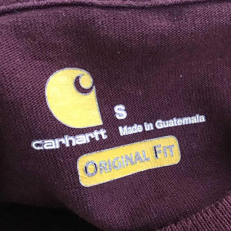 カーハート Carhartt Tシャツ 半袖 半袖カットソー プリントTシャツ クルーネックカットソー S ロゴ、文字 えんじ / ワインレッド /  メンズ USED 古着 中古 10133495