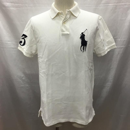 ポロラルフローレン POLO RALPH LAUREN ポロシャツ 半袖 半袖ポロシャツ カラーシャツ 半袖カットソー M ロゴ、文字 白 / ホワイト /  メンズ USED 古着 中古 10116701