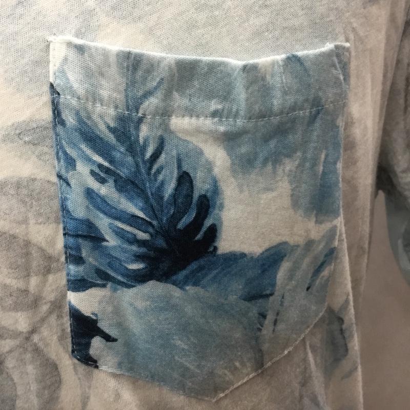 ザラメン ZARA MAN Tシャツ 半袖 0495 419 406 胸ポケット クルーネック S 総柄 水色 / ライトブルー /  メンズ USED 古着 中古 10115527