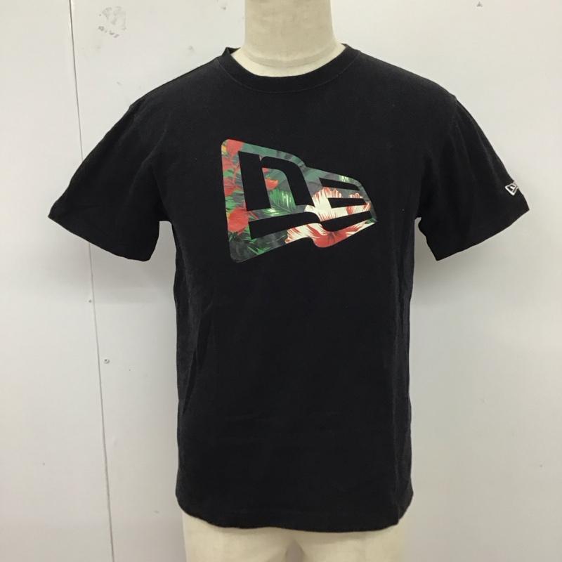 ニューエラ NEW ERA Tシャツ 半袖 ボタニカル ハイビスカス ロゴ M プリント 黒 / ブラック /  メンズ USED 古着 中古 10122879