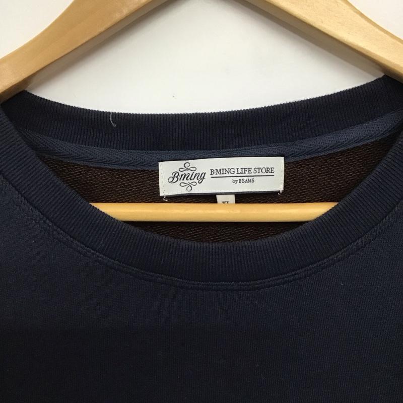 ビーミングライフストアバイビームス B:MING LIFESTORE by BEAMS トレーナー 七分袖 スウェット 裏毛 XL プリント 紺 / ネイビー /  メンズ USED 古着 中古 10146355