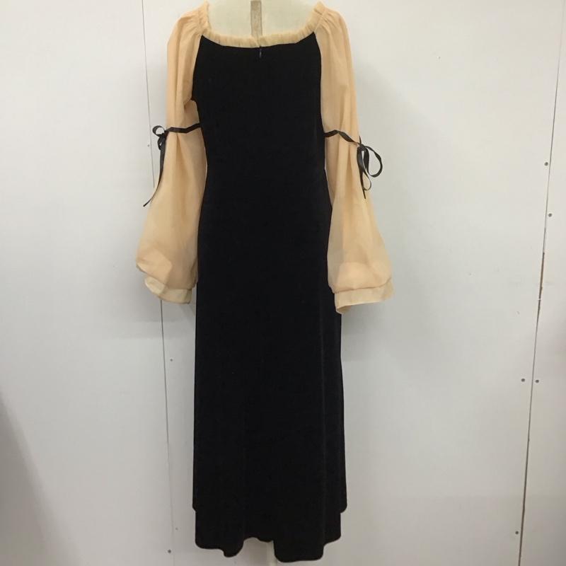 エミプラス emi+ ワンピース ロングスカート 配色ドッキングロングワンピース 長袖 M 無地 黒 / ブラック / X ベージュ / ベージュ /  レディース USED 古着 中古 10112043