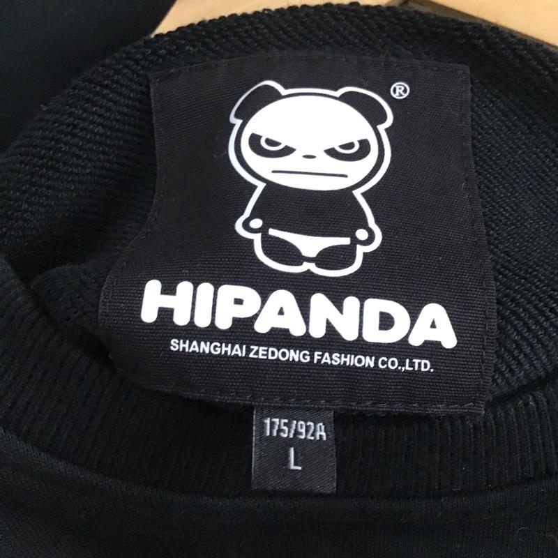 ハイパンダ HIPANDA トレーナー 長袖 長袖トレーナー スウェット クルーネック プルオーバー L ロゴ、文字 黒 / ブラック /  メンズ USED 古着 中古 10145920