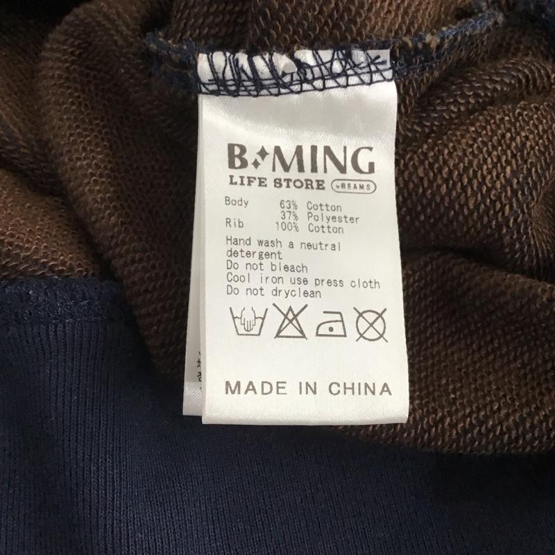 ビーミングライフストアバイビームス B:MING LIFESTORE by BEAMS トレーナー 七分袖 スウェット 裏毛 XL プリント 紺 / ネイビー /  メンズ USED 古着 中古 10146355
