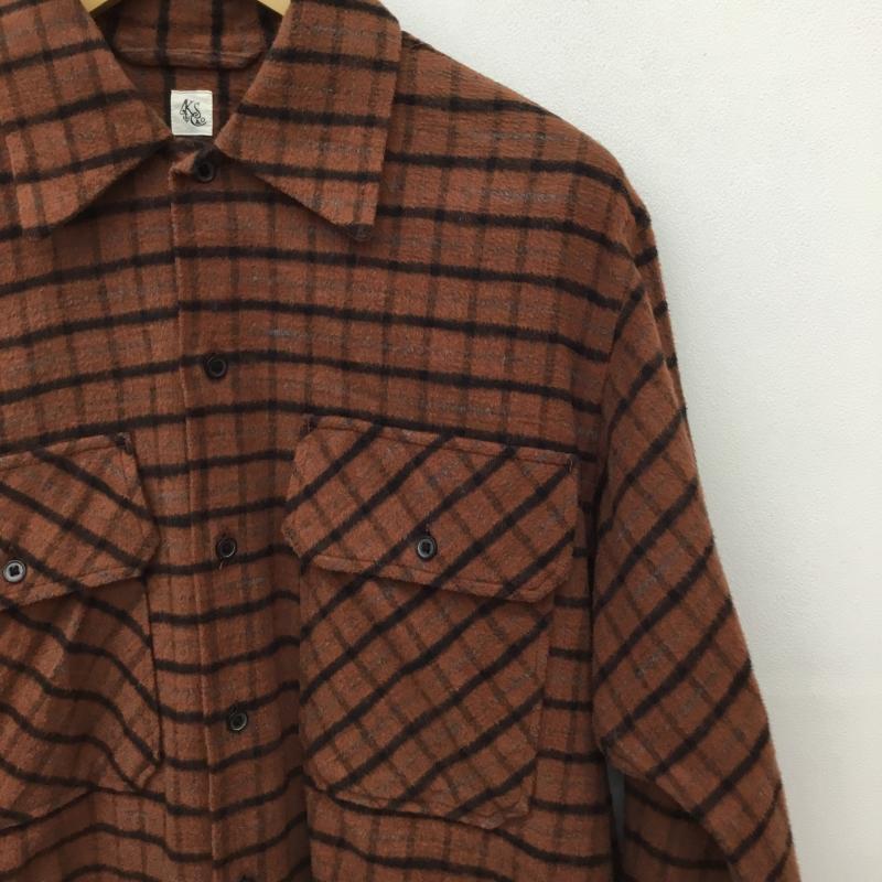 キャプテン サンシャイン Kaptain Sunshine シャツ、ブラウス 長袖 KAPTAIN SUNSHINE キャプテンサンシャイン Cotton Flannel Open Collar Shirt コットンフランネルオープンカラーシャツ 36 格子柄 茶 / ブラウン /  メンズ USED 古着 中古 10135892