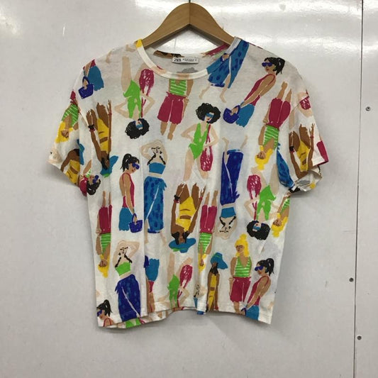 ザラ ZARA Tシャツ 半袖 半袖カットソー プリントTシャツ クルーネックカットソー M プリント マルチカラー / マルチカラー /  レディース USED 古着 中古 10136458