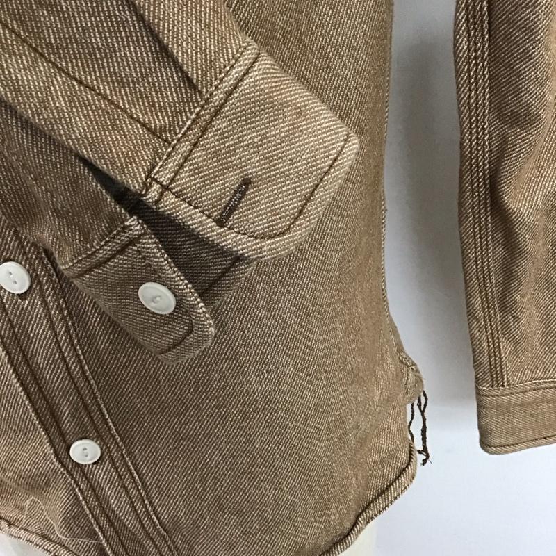 ヒューストン HOUSTON シャツ、ブラウス 長袖 長袖シャツ カラーシャツ ポケットシャツ 長袖カットソー M 無地 茶 / ブラウン /  メンズ USED 古着 中古 10122961