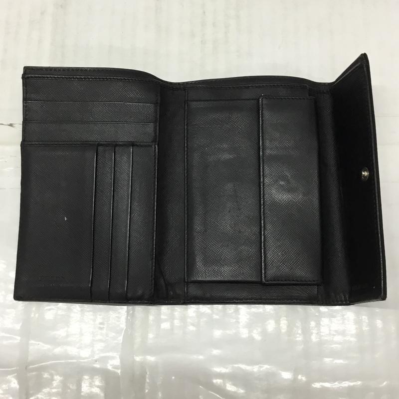 プラダ PRADA 財布 二つ折り M510 TESSUTO ロゴ、文字 黒 / ブラック /  レディース USED 古着 中古 10119096