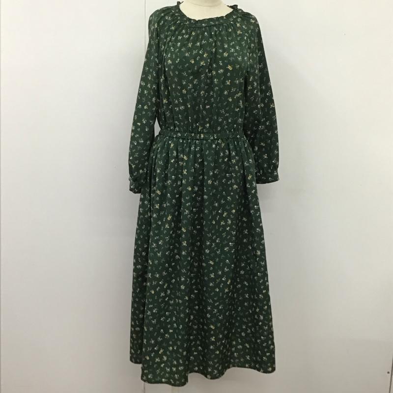 エヘカソポ ehka sopo ワンピース ロングスカート 1104875 長袖 シャーリング FREE 花柄 緑 / グリーン /  レディース USED 古着 中古 10109021