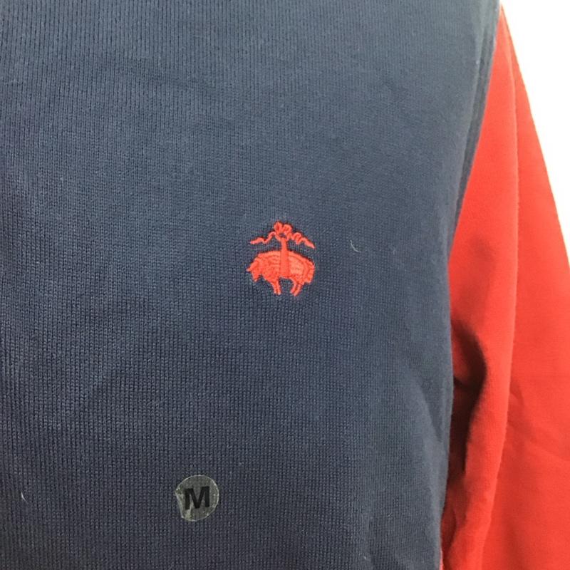 ブルックスブラザーズ BROOKS BROTHERS ポロシャツ 長袖 長袖ポロシャツ カラーシャツ 長袖カットソー M ロゴ、文字 赤 / レッド / X 紺 / ネイビー /  メンズ USED 古着 中古 10111110