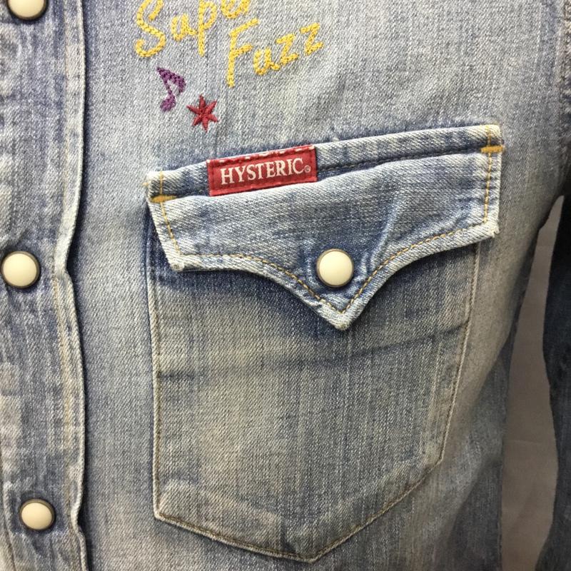 ヒステリックグラマー HYSTERIC GLAMOUR シャツ、ブラウス 長袖 長袖シャツ カラーシャツ ポケットシャツ デニムシャツ M ロゴ、文字 インディゴ / インディゴ /  メンズ USED 古着 中古 10112323