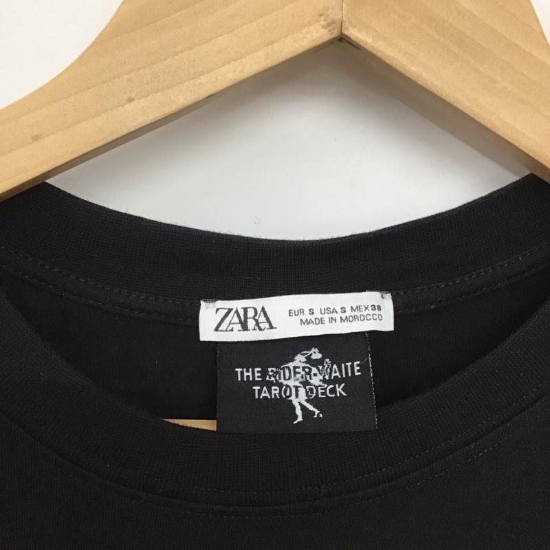 ザラ ZARA Tシャツ 半袖 半袖カットソー プリントTシャツ クルーネックカットソー S プリント 黒 / ブラック /  メンズ USED 古着 中古 10145689