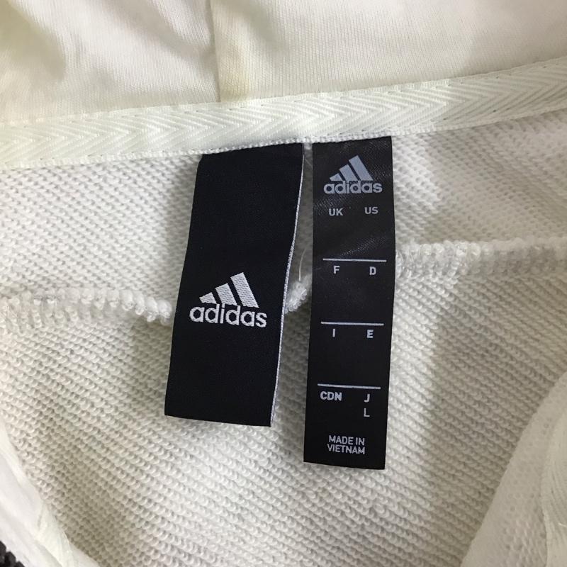 アディダス adidas パーカー 長袖 DM4055 フルジップ スウェット L ロゴ、文字 灰 / グレー /  メンズ USED 古着 中古 10123280