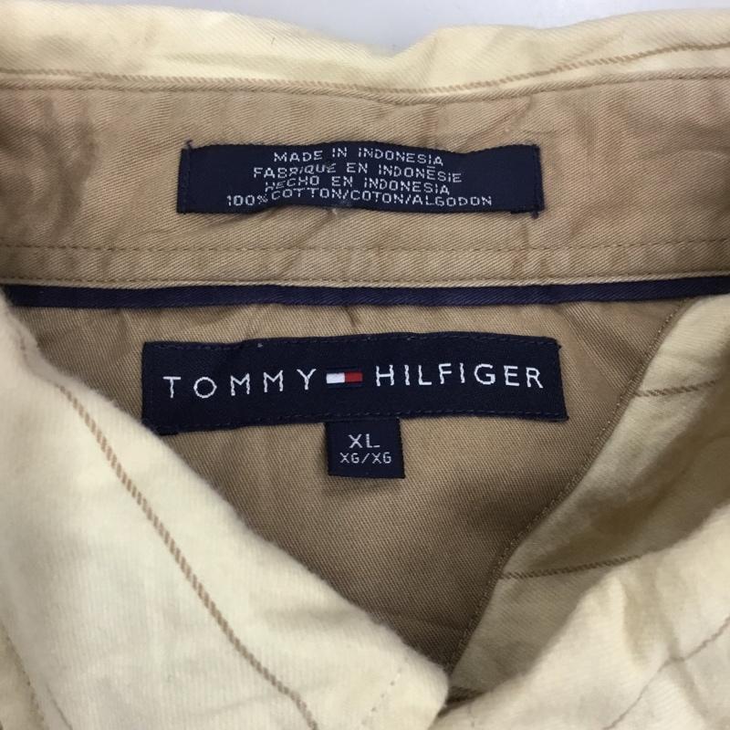 トミーヒルフィガー TOMMY HILFIGER シャツ、ブラウス 長袖 ボタンダウン ストライプ XL ワンポイント ベージュ / ベージュ /  メンズ USED 古着 中古 10116091