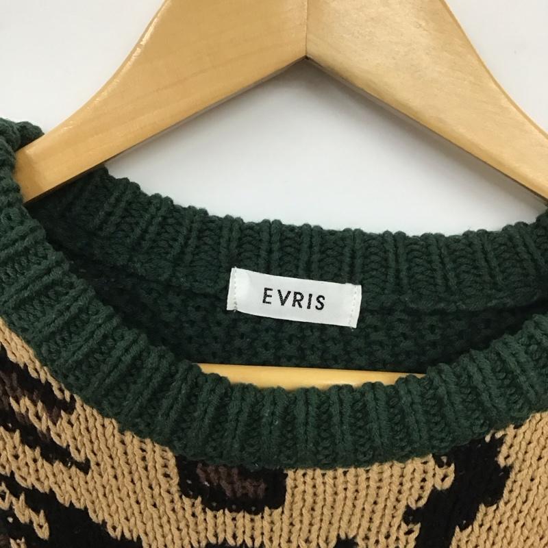 エヴリス EVRIS ニット、セーター 長袖 372162604201-03 バイカラーケーブルニット FREE 総柄 マルチカラー / マルチカラー /  レディース USED 古着 中古 10131314