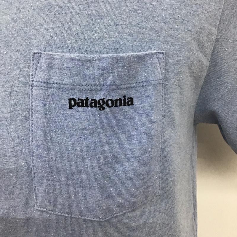 パタゴニア patagonia Tシャツ 半袖 半袖カットソー プリントTシャツ クルーネックカットソー M ロゴ、文字 水色 / ライトブルー /  メンズ USED 古着 中古 10124052