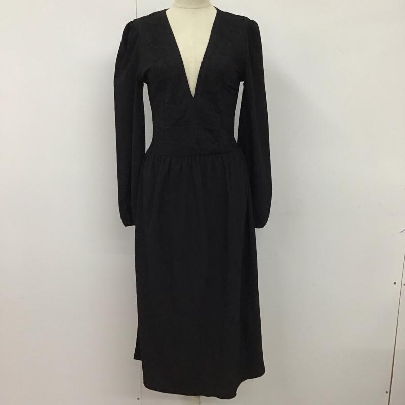ザラ ZARA ワンピース ロングスカート 5039 945 800 長袖 Vネック S 刺繍 黒 / ブラック /  レディース USED 古着 中古 10115907
