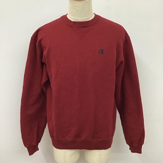チャンピオン Champion トレーナー 長袖 長袖トレーナー スウェット クルーネック リブスウェットカットソー M ロゴ、文字 えんじ / ワインレッド /  メンズ USED 古着 中古 10118260