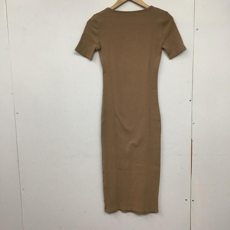 ザラ ZARA ワンピース ロングスカート 3641 800 710 リブ 半袖 スクエアネック M 無地 茶 / ブラウン /  レディース USED 古着 中古 10145952