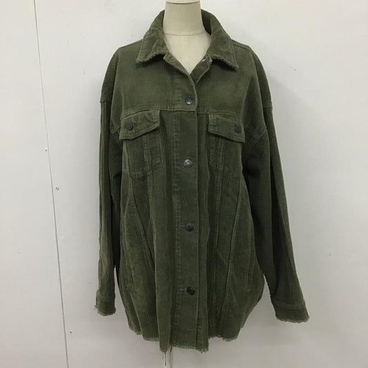 ザラ ZARA ジャケット、上着 ジャケット、ブレザー 8372 227 505 コーデュロイ シャツジャケット L 無地 カーキ / カーキ /  レディース USED 古着 中古 10107519
