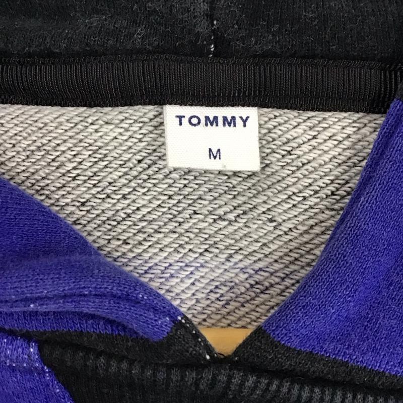 古着 USED ワンピース ひざ丈スカート TOMMY パーカーワンピース スウェット 長袖 M ボーダー柄 黒 / ブラック / X 青 / ブルー /  レディース USED 古着 中古 10114857