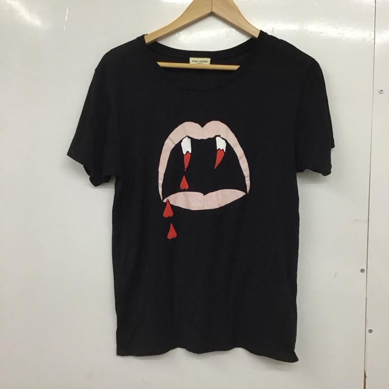 サンローラン SAINTLAURENT Tシャツ 半袖 半袖カットソー プリントTシャツ クルーネックカットソー XS プリント 黒 / ブラック /  メンズ USED 古着 中古 10150888